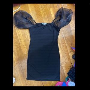 Black puff sleeve dress
